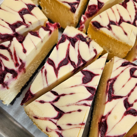 White Chocolate Raspberry Swirl Cheesecake